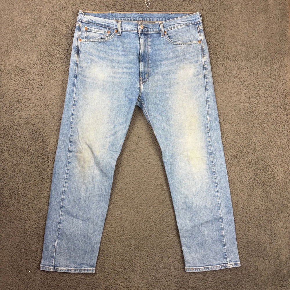 Levis 505 Regular Fit Jeans Mens 38x30 Light Wash Blue Straight Leg Denim Pants